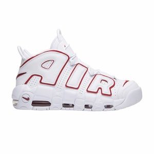 Mens- White Varsity Red Air Uptempo